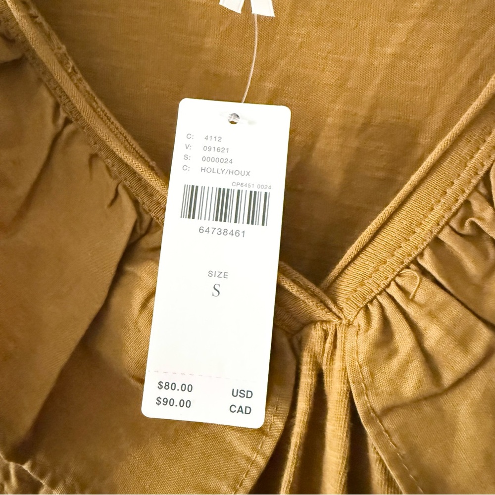 NWT Anthropologie Deep V-ruffle Longs‎ Sleeve Shirt S - Picture 4 of 5